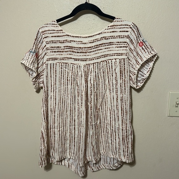 Savanna Jane floral peasant‎ embroidered blouse Size Medium short sleeve flowy - Picture 5 of 7